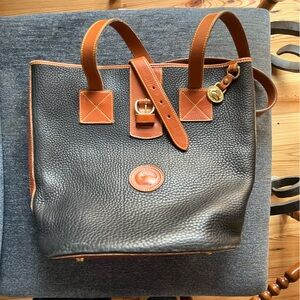 Dooney and Bourke Black and Brown Leather Tote Bag